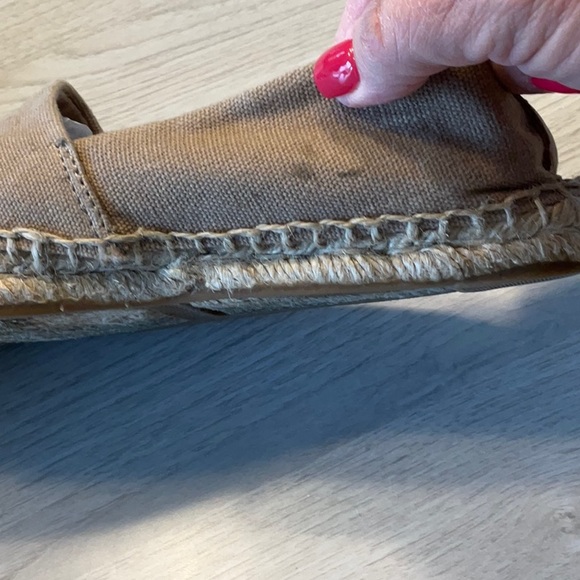 Tory Burch Color Block Espadrille Flat Canvas Tan Red- Size 7 Medium - Picture 14 of 16